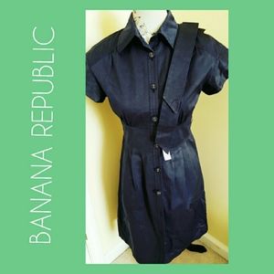 Banana Republic Crisp Navy Shirt Dress